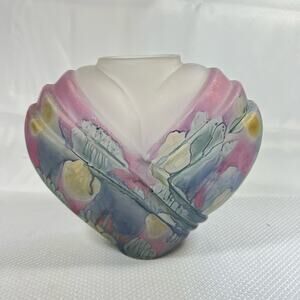 Nouveau Reuven Art Glass Hand Painted Deco Narrow Style Ribbed